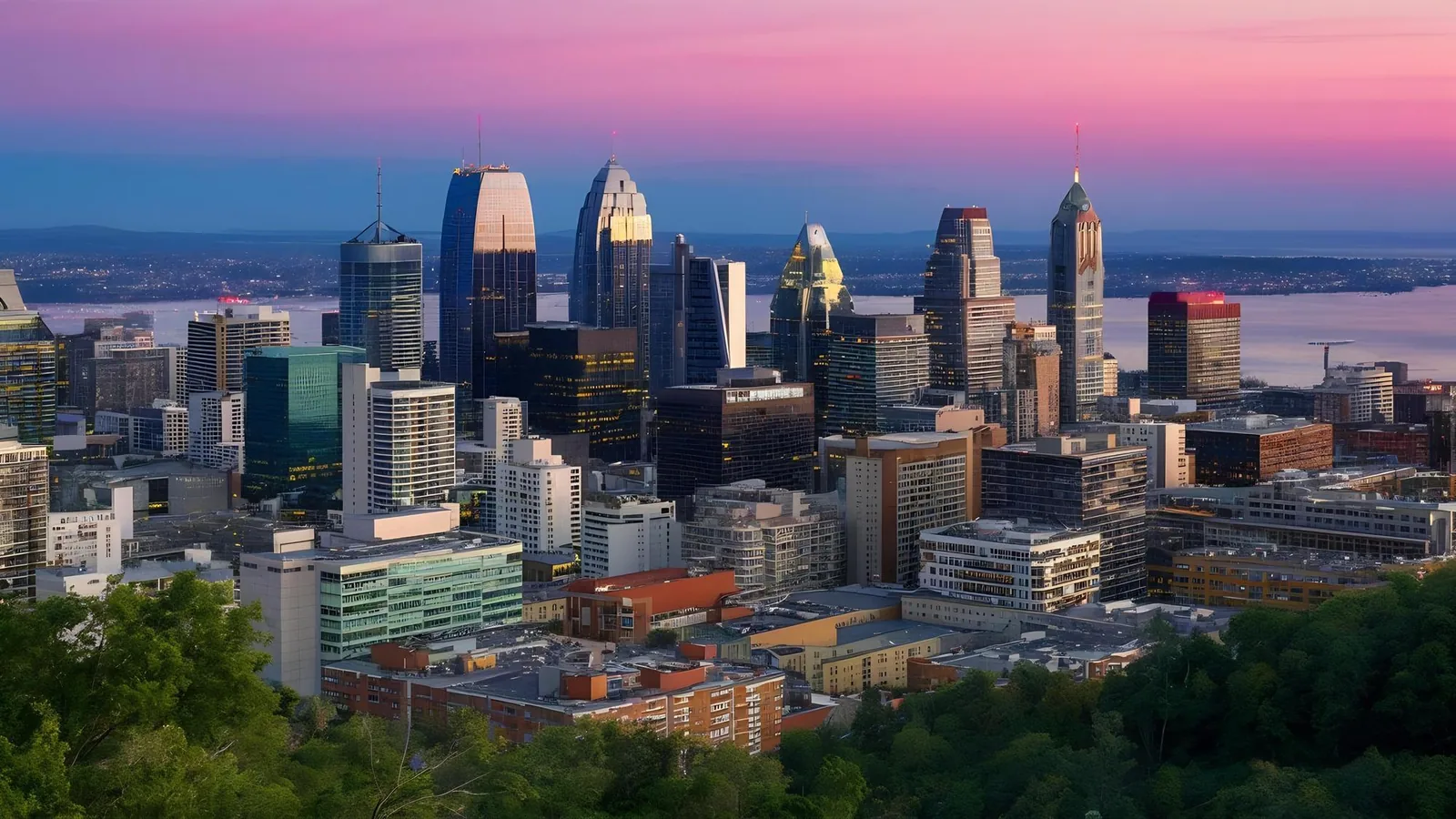 Montreal skyline at dusk